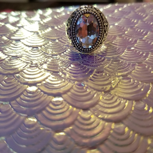 💎 oversized clear glass stone metal ring - Picture 4 of 6